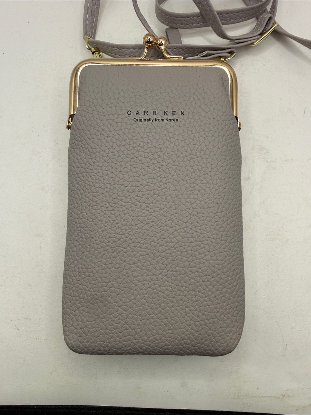 NWOT Carr Ken Crossbody Purse Bag Wallet Clutch Phone Gray Kiss Lock Convertible - Picture 2 of 13